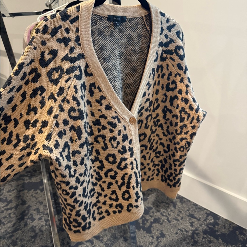J. Crew Women's Leopard Cardigan - Beige and Black